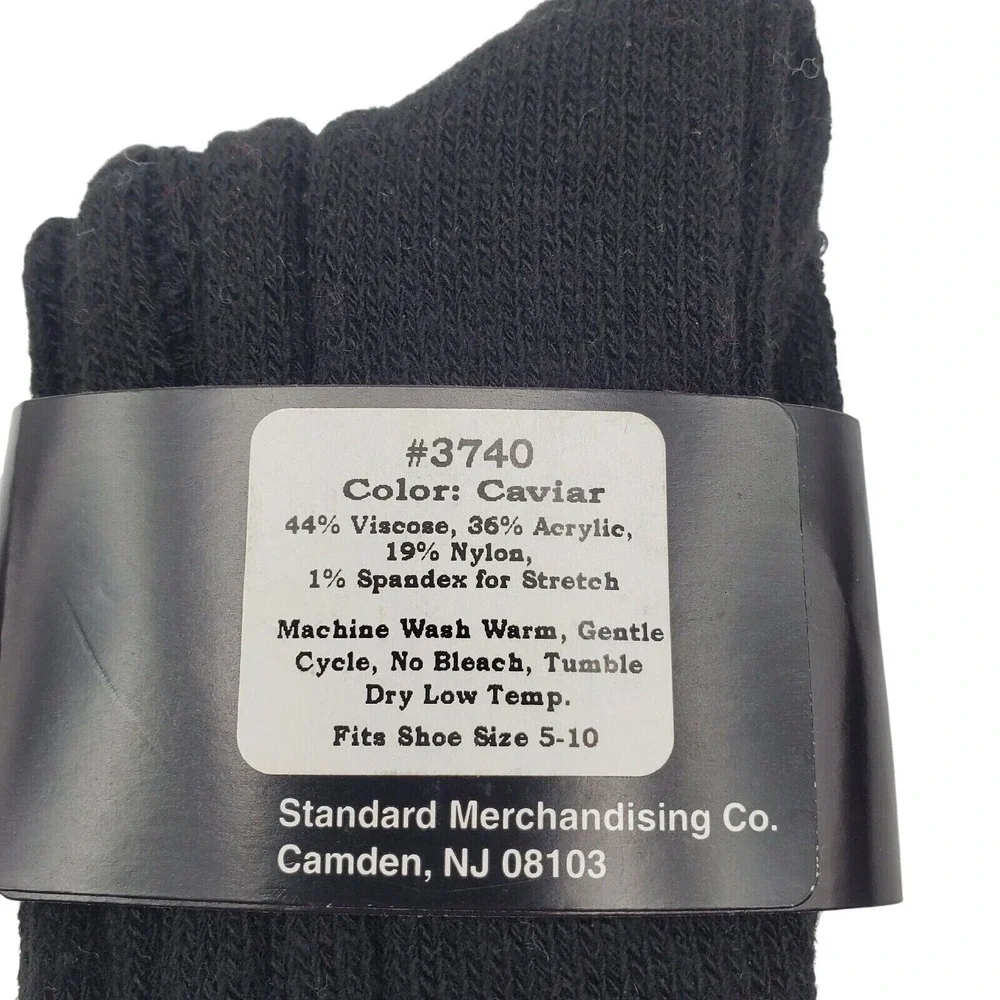 Black Ribbed Crew Socks Medium B.ella 9-11 Viscose Acrylic Blend Soft Caviar NEW